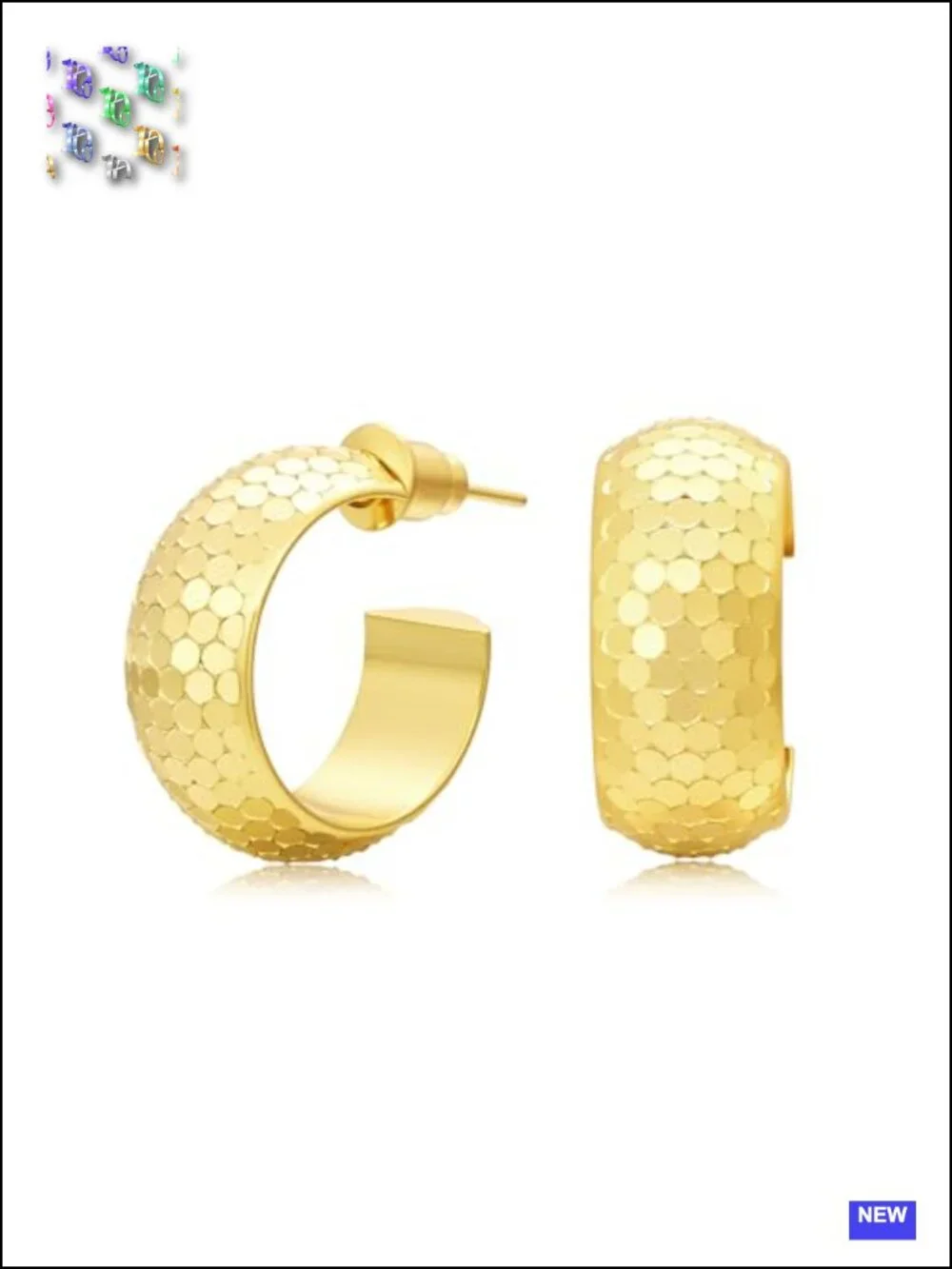Small Hoop Earrings for Women Wide Half Huggie Hoops Chunky 18K Real Gold